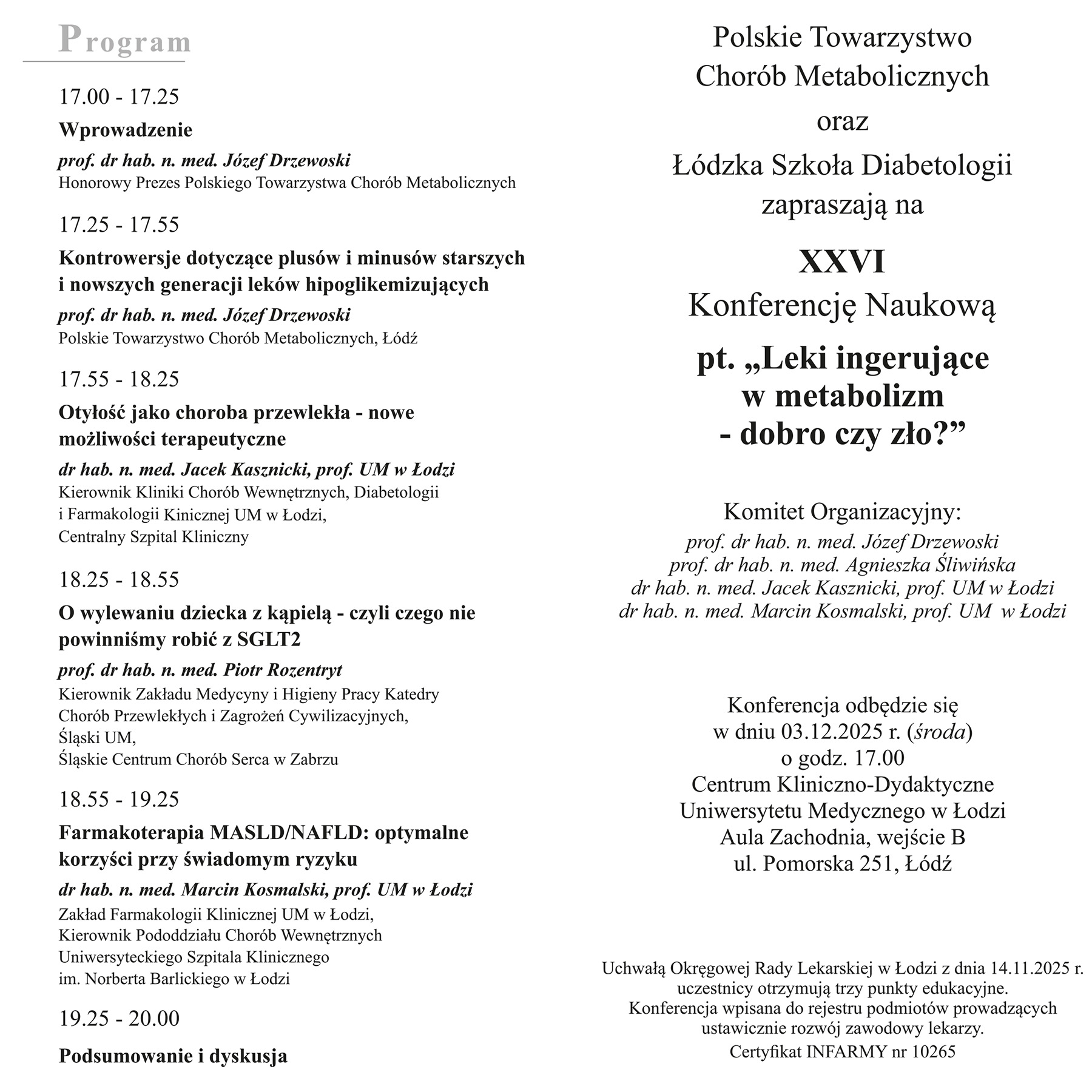 program konferencji metabolicznej