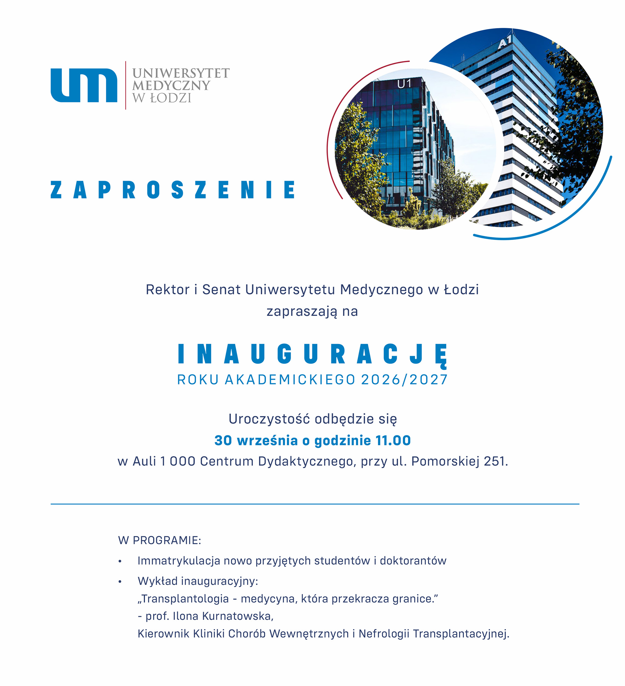 zaproszenie na&nbsp;inaugurację