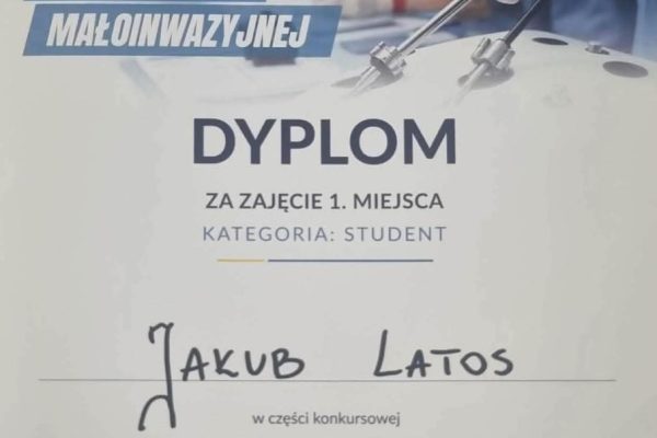 PASZA’S WARRIORS MISTRZAMI POLSKI W CHIRURGII MAŁOINWAZYJNEJ! dyplom1